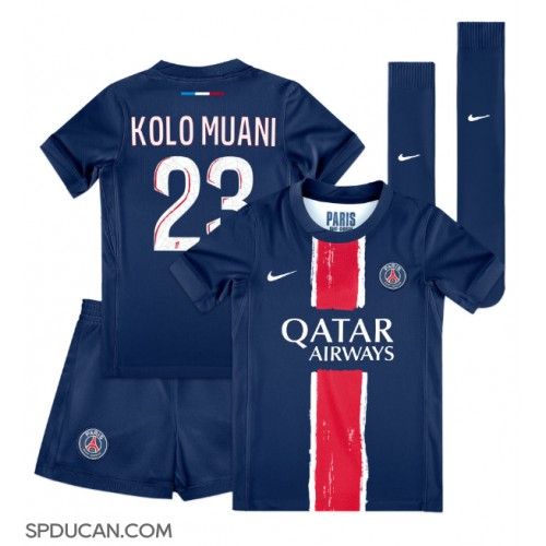 Dječji Nogometni Dres Paris Saint-Germain Randal Kolo Muani #23 Domaci 2024-25 Kratak Rukav (+ Kratke hlače)